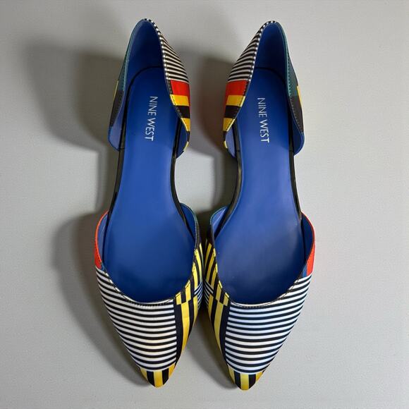Nine West Starship D’Orsay Flats Multi Stripe Size 9 - Picture 2 of 6